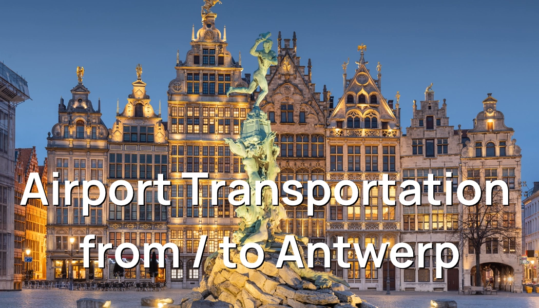 Evening lights of Antwerp, showcasing Taxi Brussels Airport's convenient transport service from the airport to Antwerp.