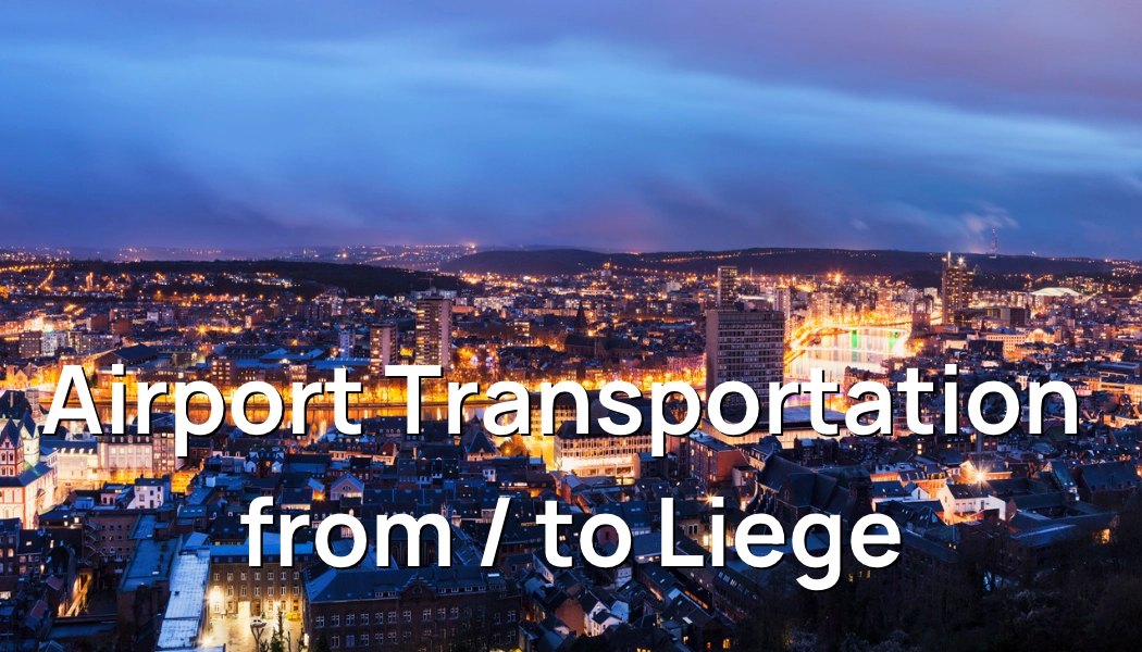 Evening skyline of Liège, showcasing Taxi Brussels Airport's prompt transfer service from the airport to Liège.